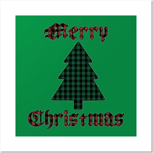 Merry Christmas Tree Plaid (Small Design) Posters and Art